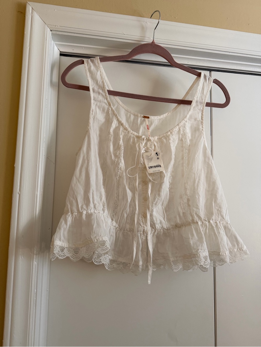 Free People Lace Peplum Top LARGE